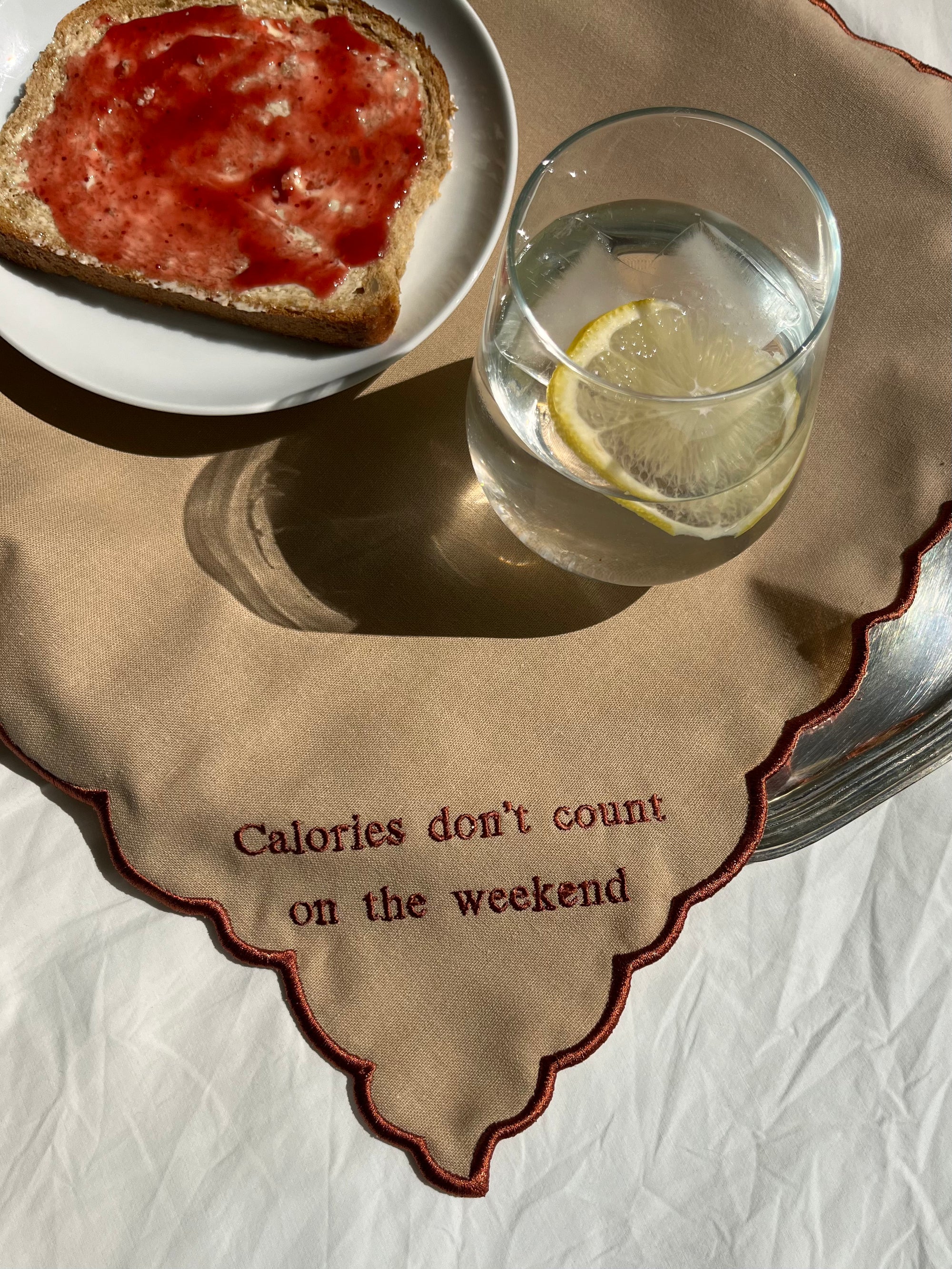 Napkin Calories don't Count on The Weekend Dark Beige