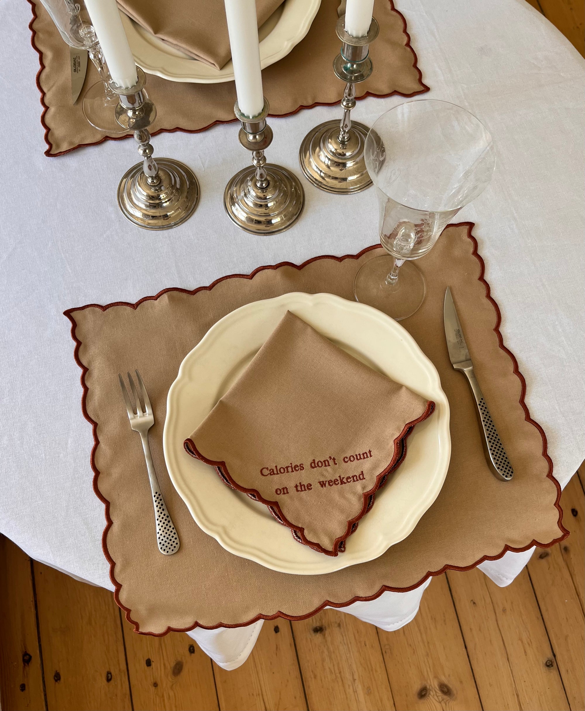 Napkin Calories don't Count on The Weekend Dark Beige